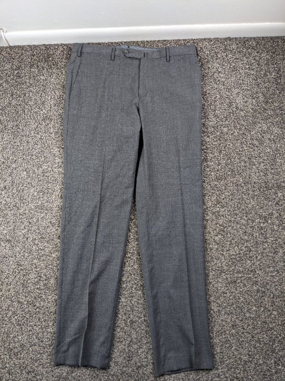 PT Torino Dress Pants Techno Washable Wool Flat Front Gray 34x31 Slim Fit